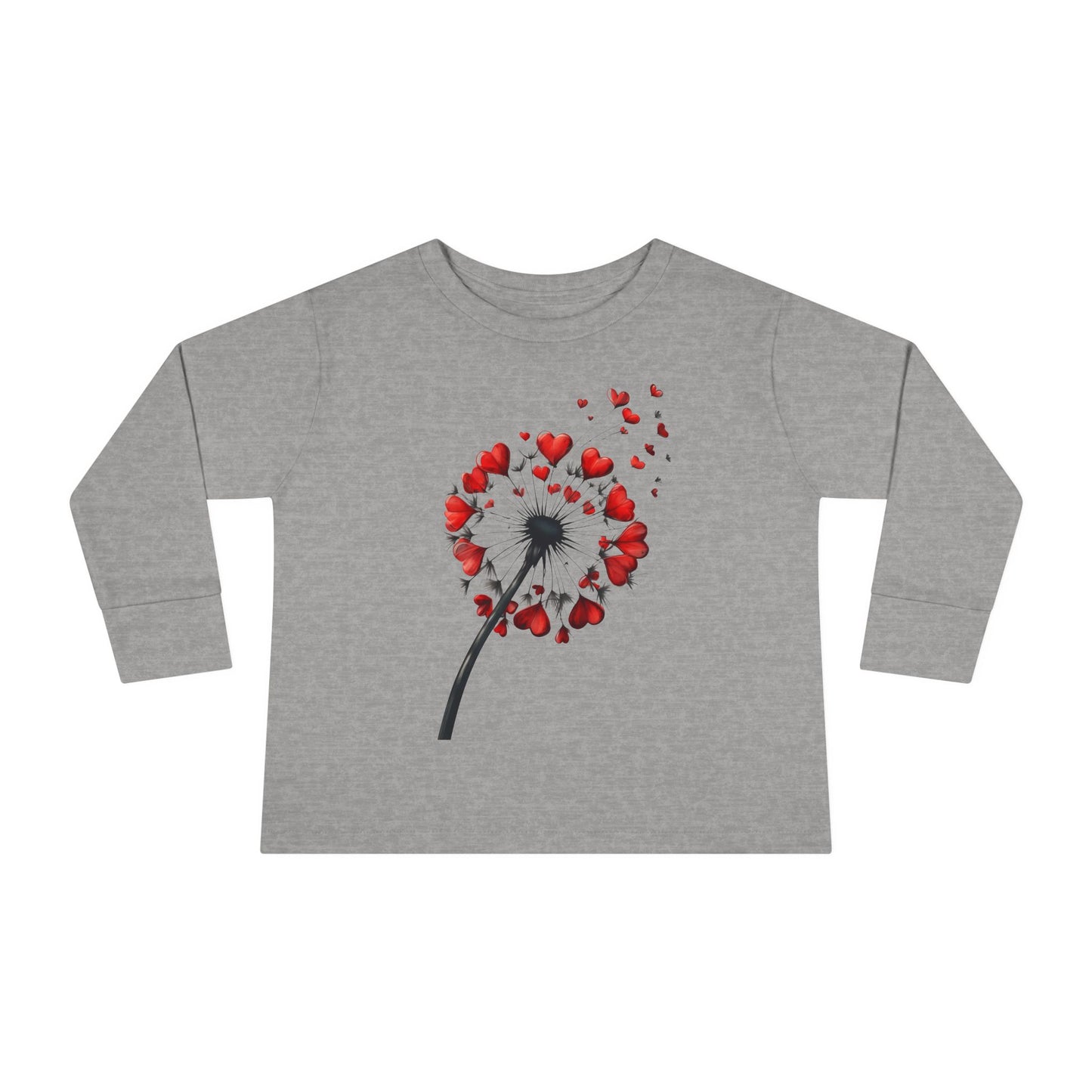 Toddler Long Sleeve Tee - Heart Dandelion T-Shirt for Kids