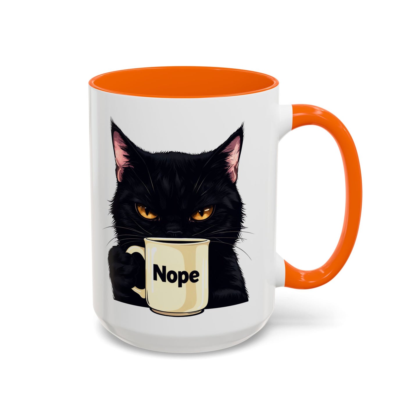 Accent Coffee Mug (11, 15oz) - Grumpy Black Cat