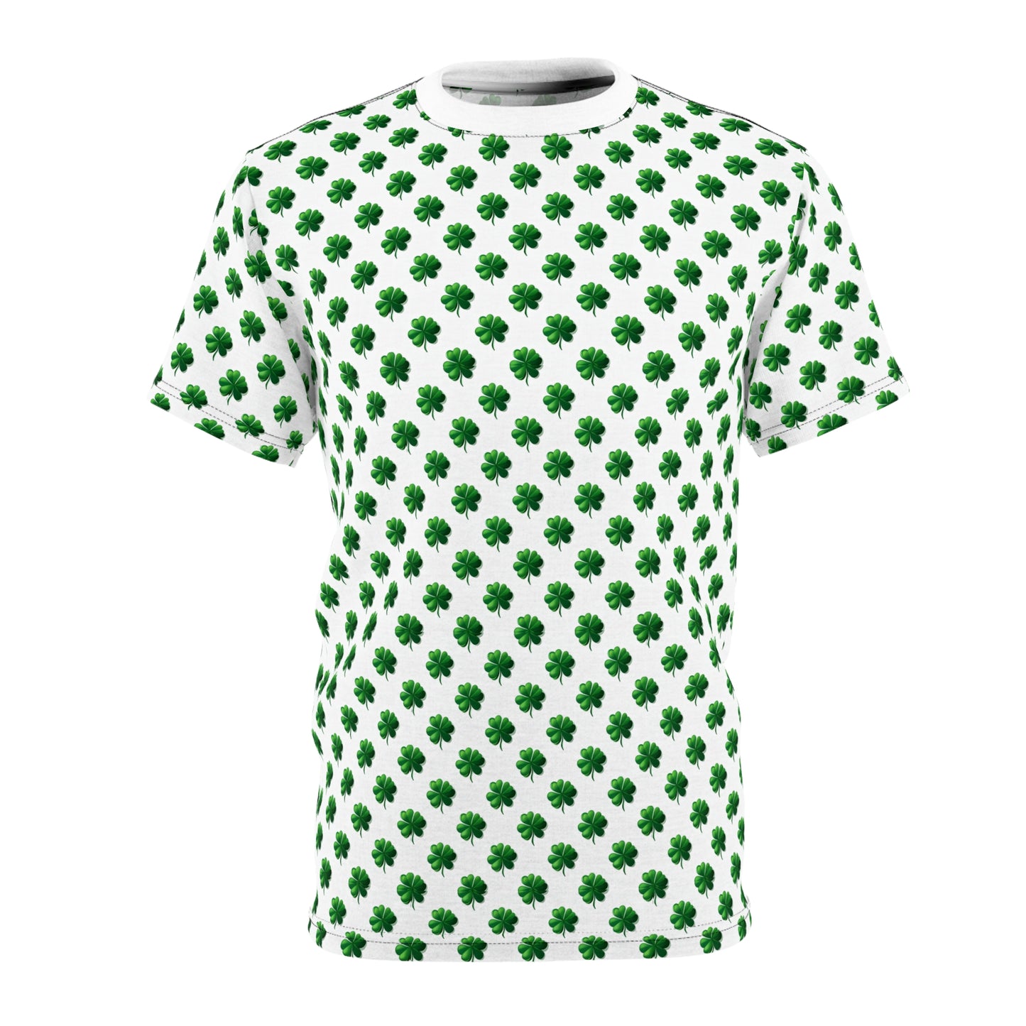 St. Patrick's Day Clover Unisex Cut & Sew Tee - Green Shamrock Print