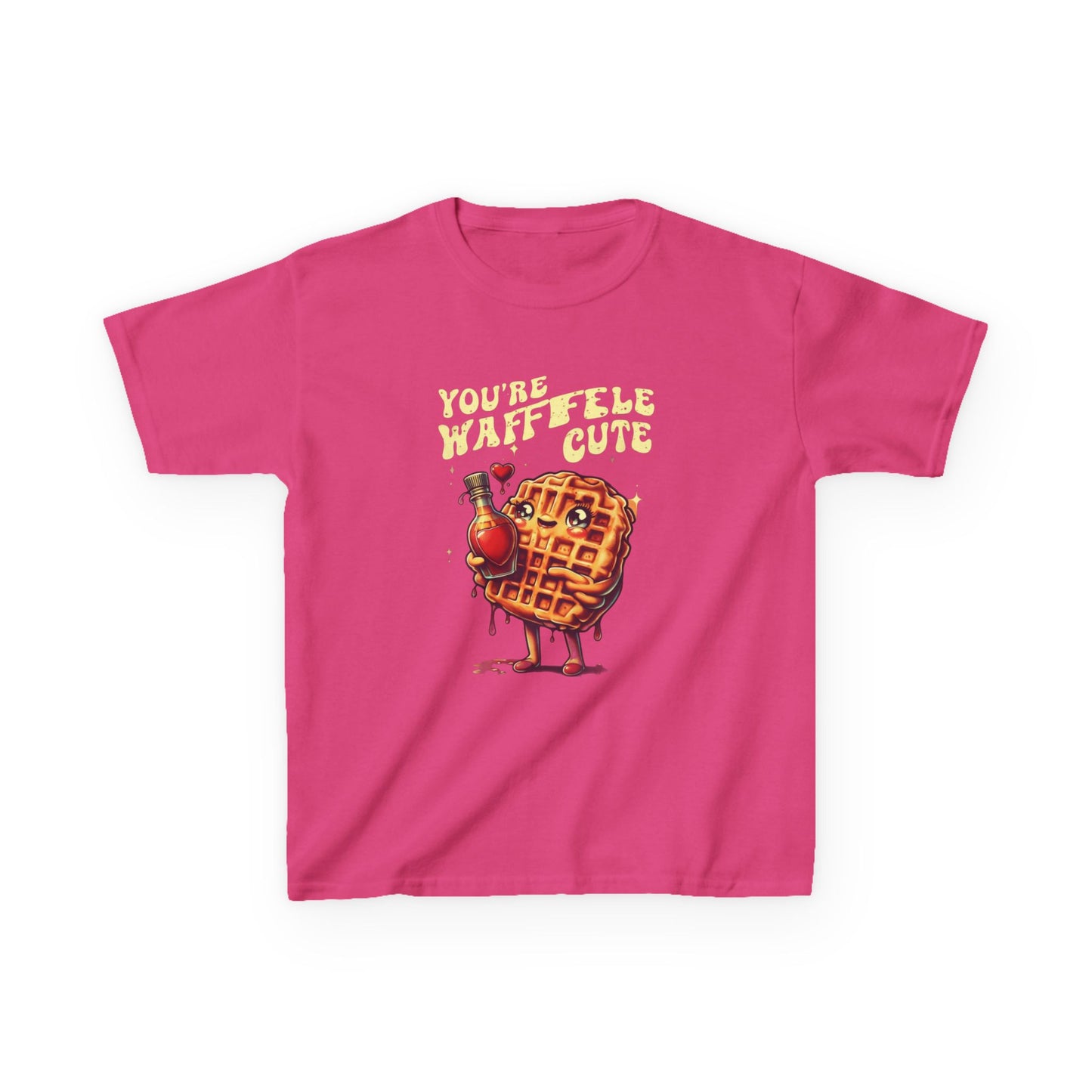Kids Tee - Romantic Retro Waffle Holding Heart Syrup Design