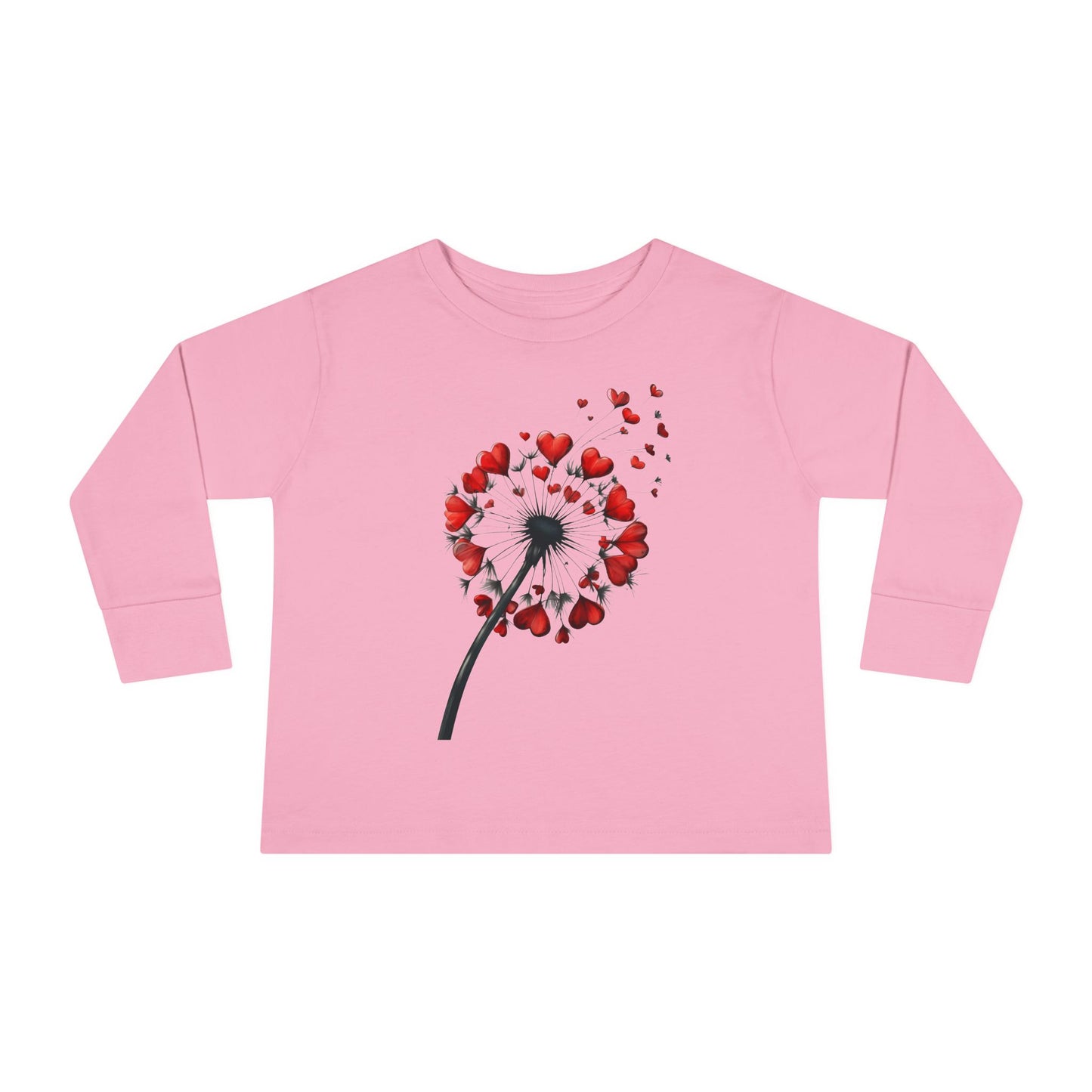 Toddler Long Sleeve Tee - Heart Dandelion T-Shirt for Kids