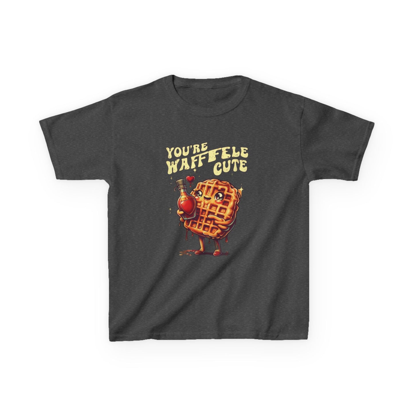 Kids Tee - Romantic Retro Waffle Holding Heart Syrup Design