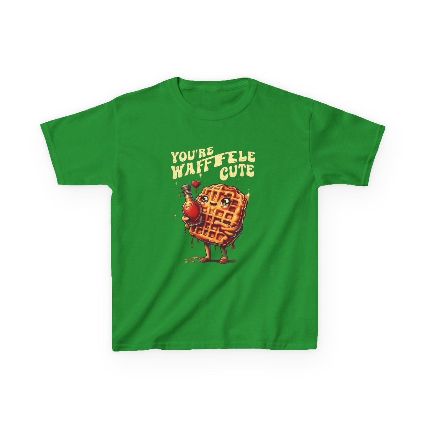 Kids Tee - Romantic Retro Waffle Holding Heart Syrup Design