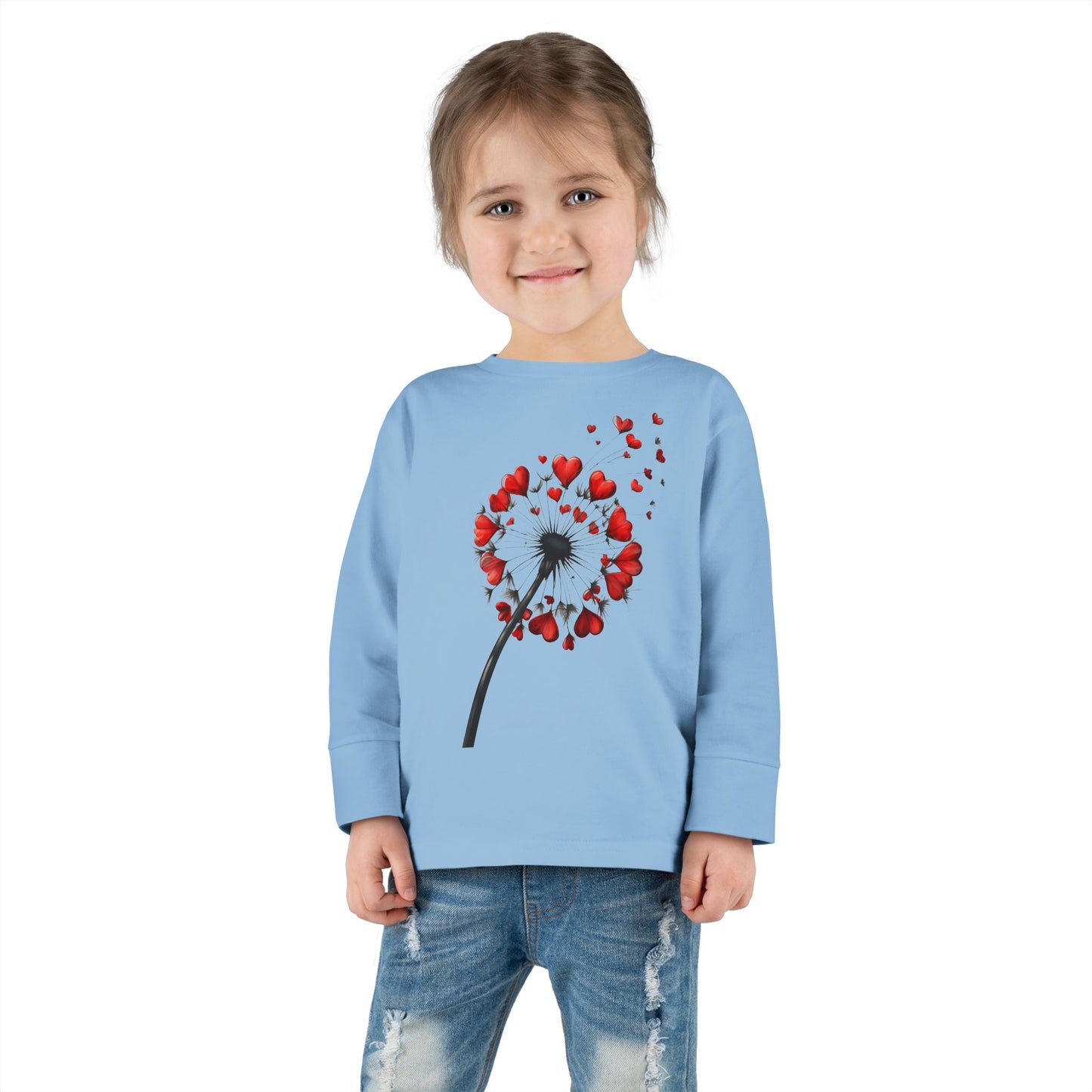 Toddler Long Sleeve Tee - Heart Dandelion T-Shirt for Kids