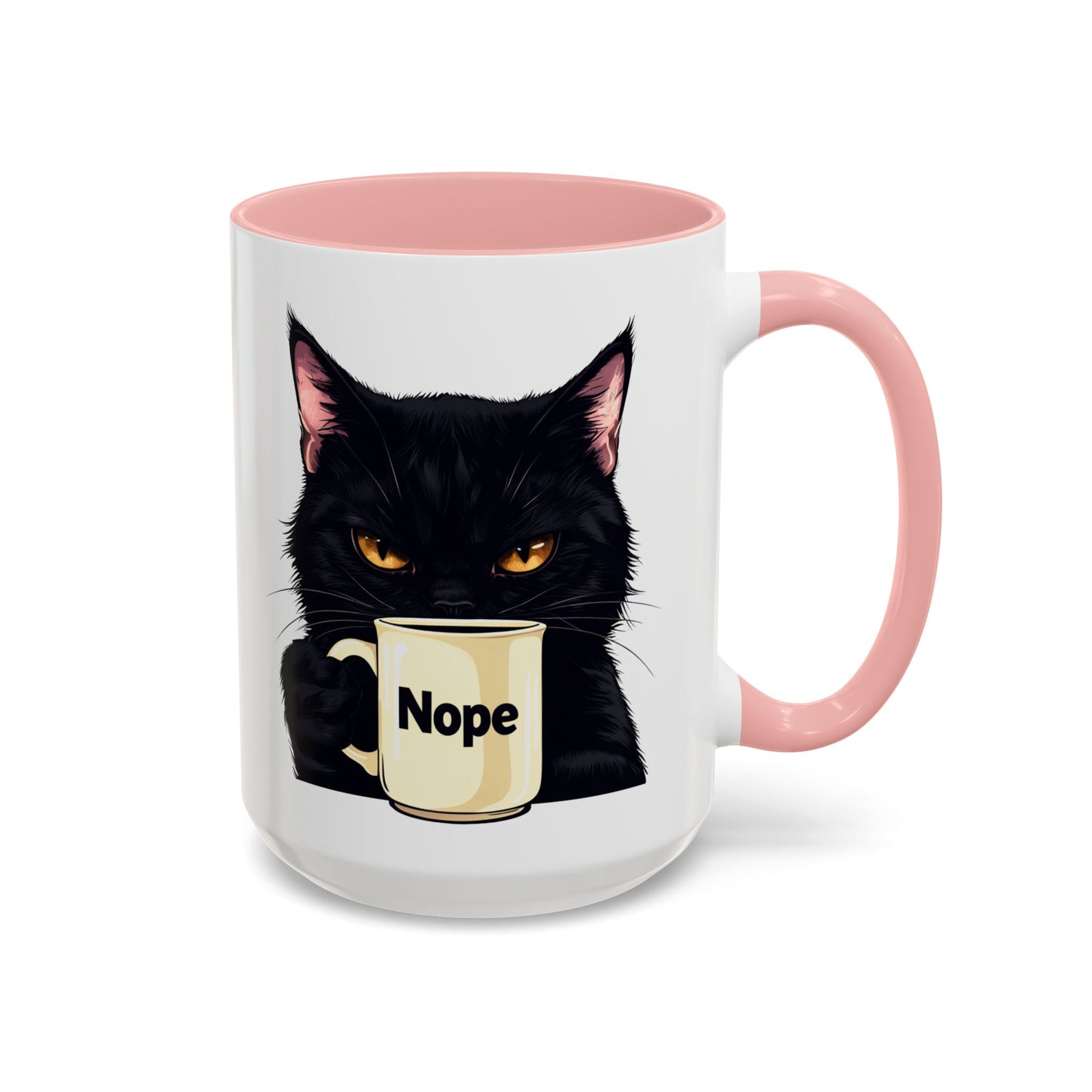 Accent Coffee Mug (11, 15oz) - Grumpy Black Cat