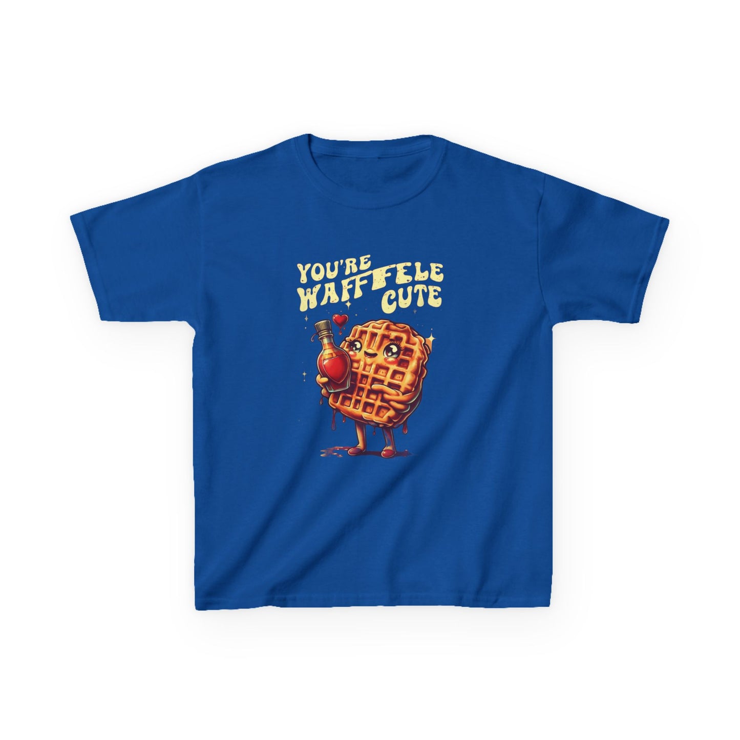 Kids Tee - Romantic Retro Waffle Holding Heart Syrup Design