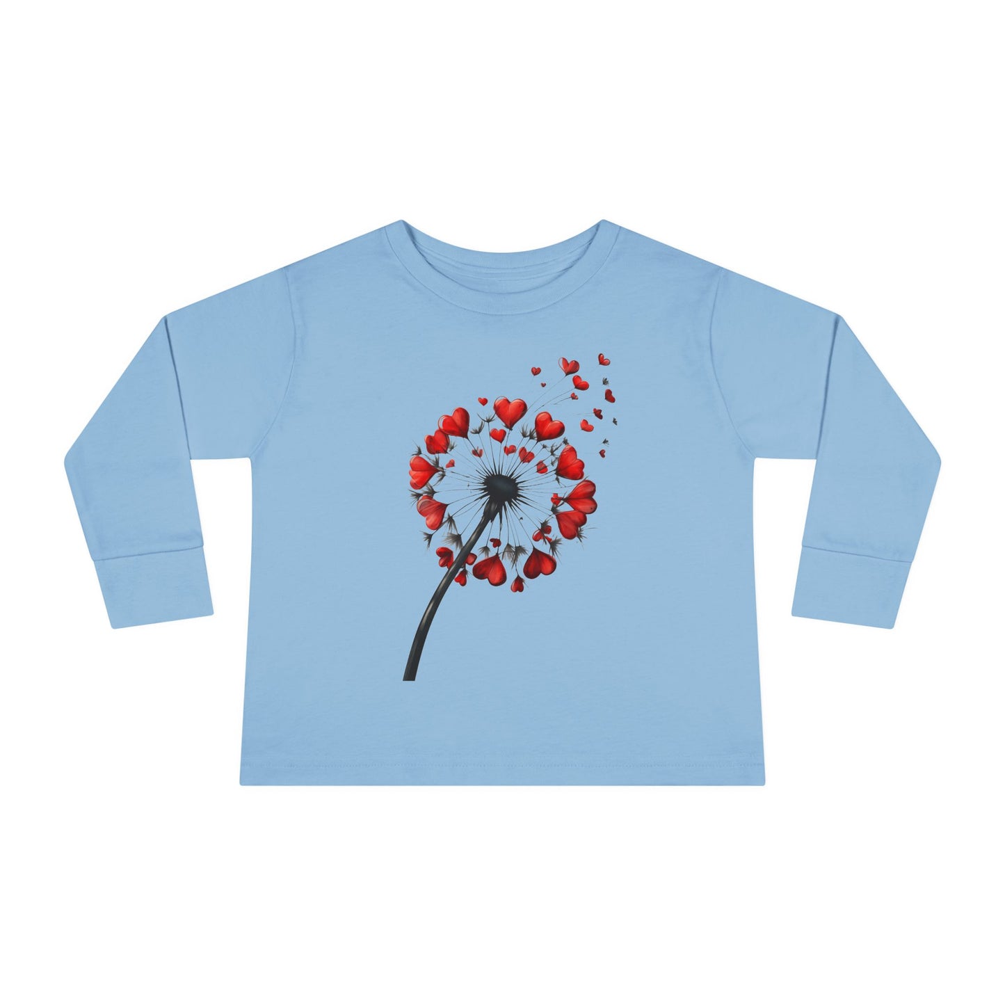 Toddler Long Sleeve Tee - Heart Dandelion T-Shirt for Kids