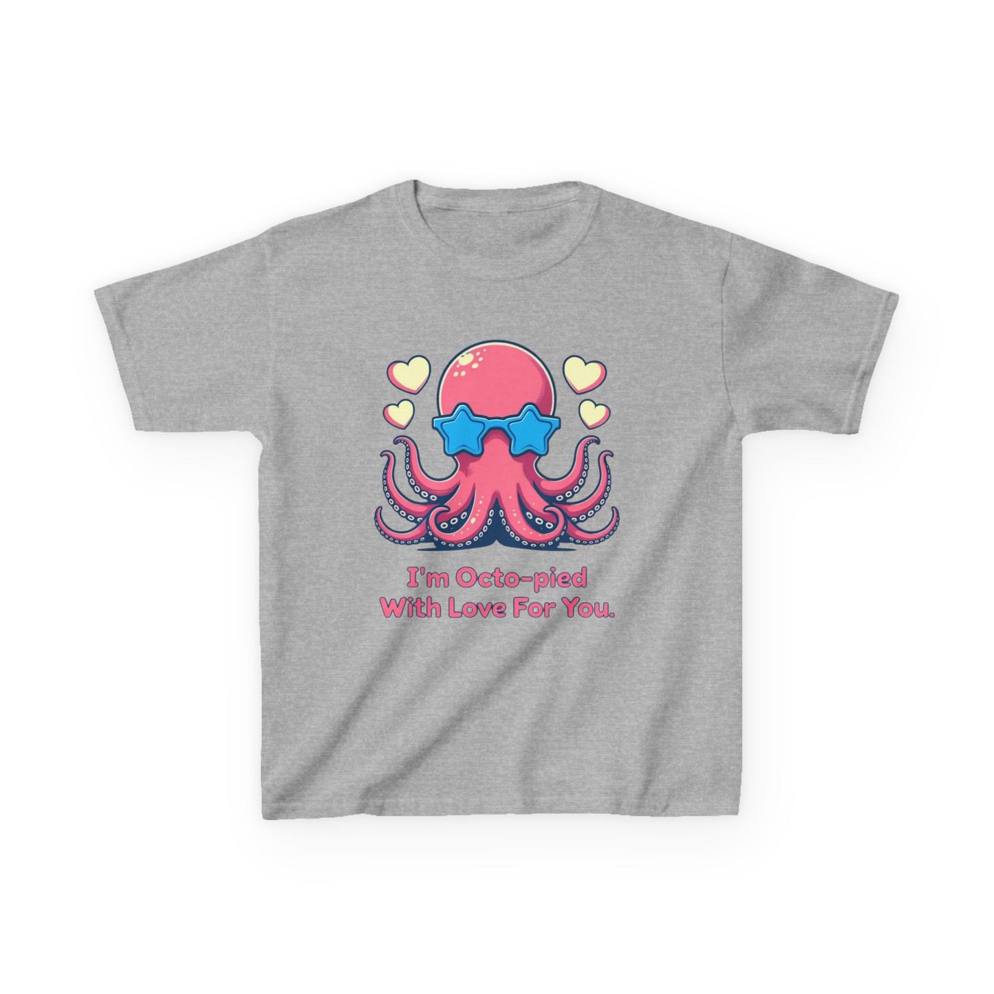 Kids Tee - Cartoon Octopus Juggling Hearts