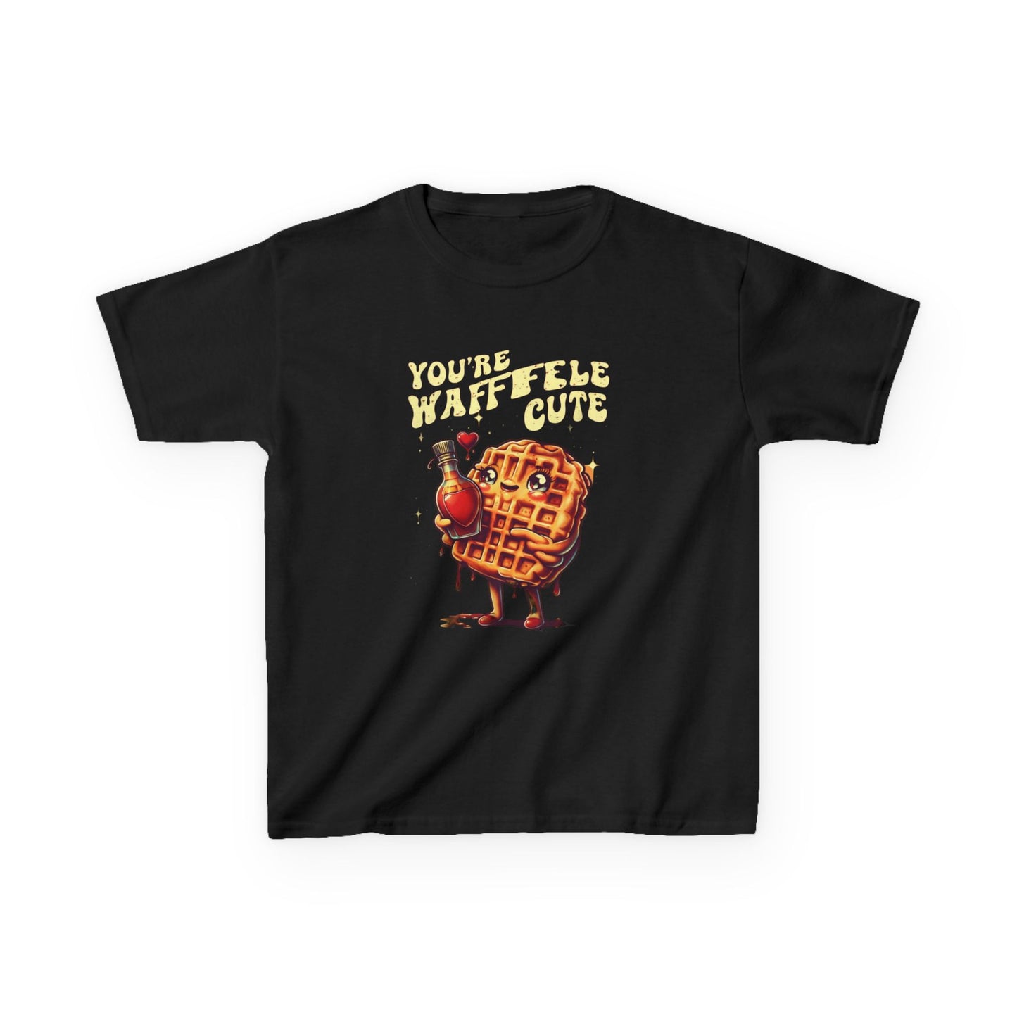 Kids Tee - Romantic Retro Waffle Holding Heart Syrup Design