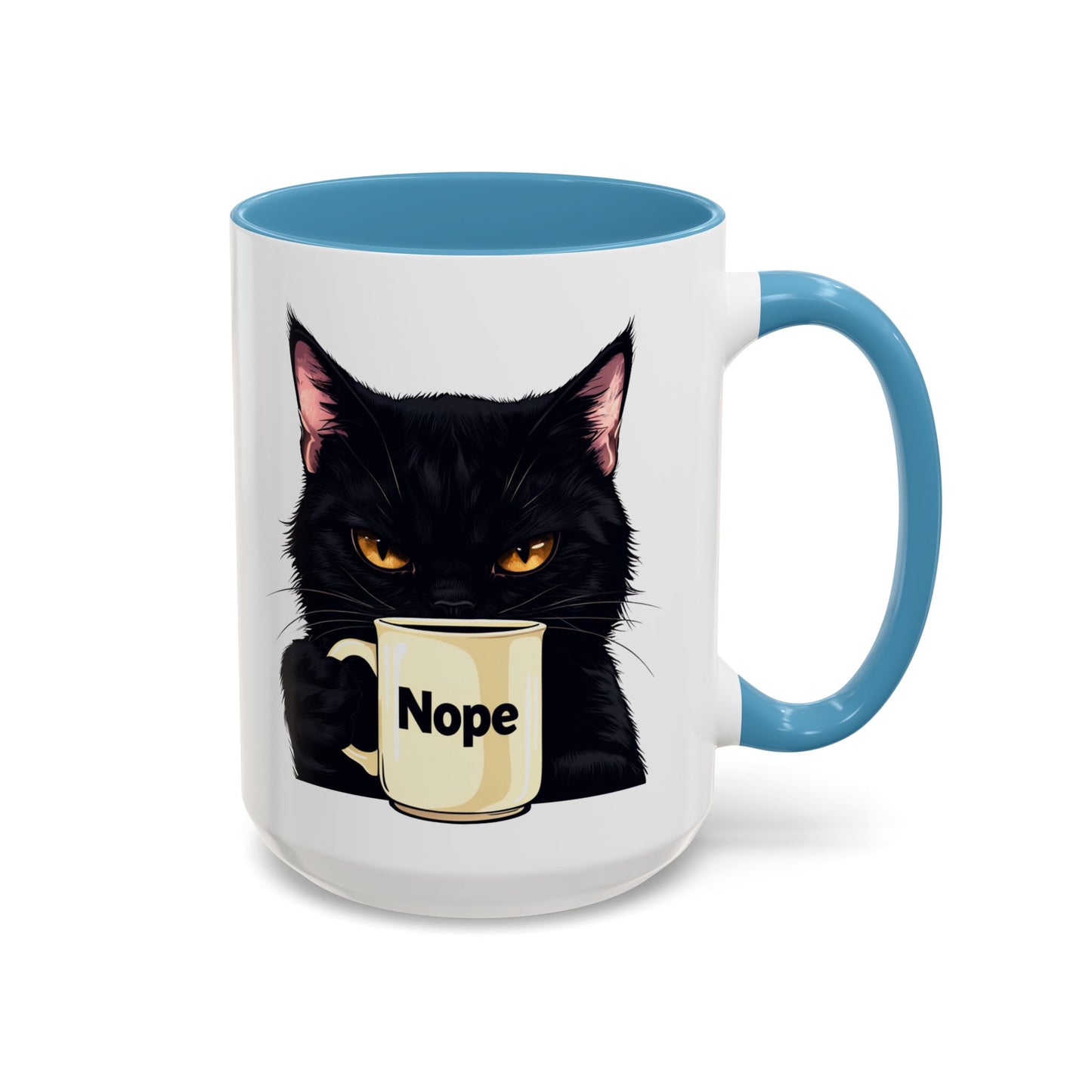 Accent Coffee Mug (11, 15oz) - Grumpy Black Cat