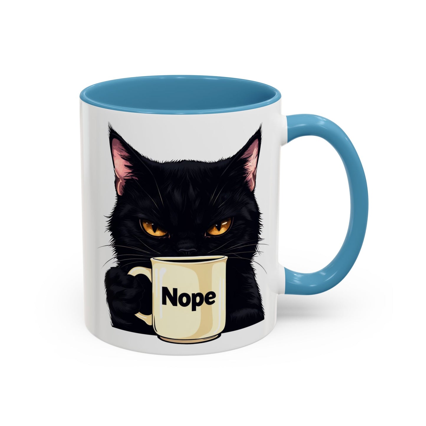 Accent Coffee Mug (11, 15oz) - Grumpy Black Cat