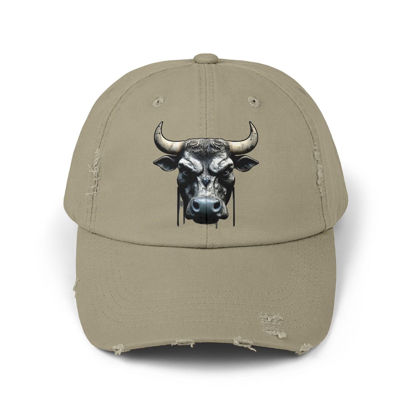 Futuristic Bull Face - Unisex Distressed Cap
