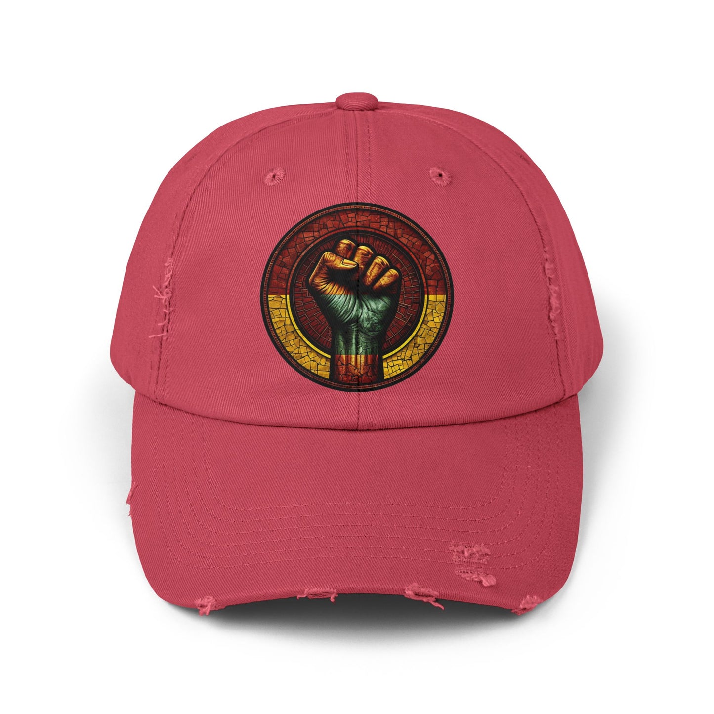 Distressed Cap with Black Power Fist