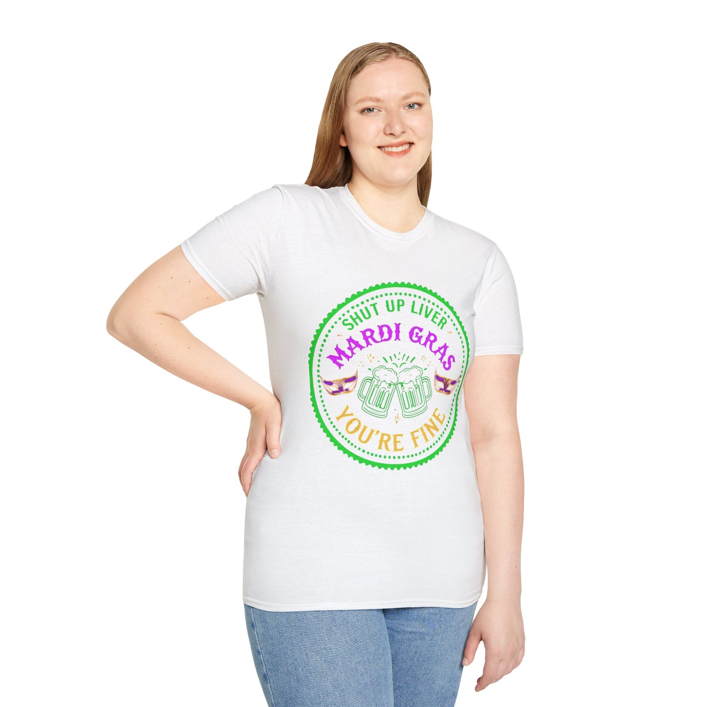 Mardi Gras Unisex T-Shirt - 'Shut Up Liver, You're Fine!' Party Tee