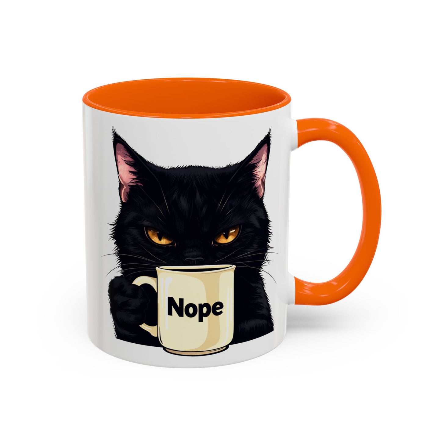 Accent Coffee Mug (11, 15oz) - Grumpy Black Cat