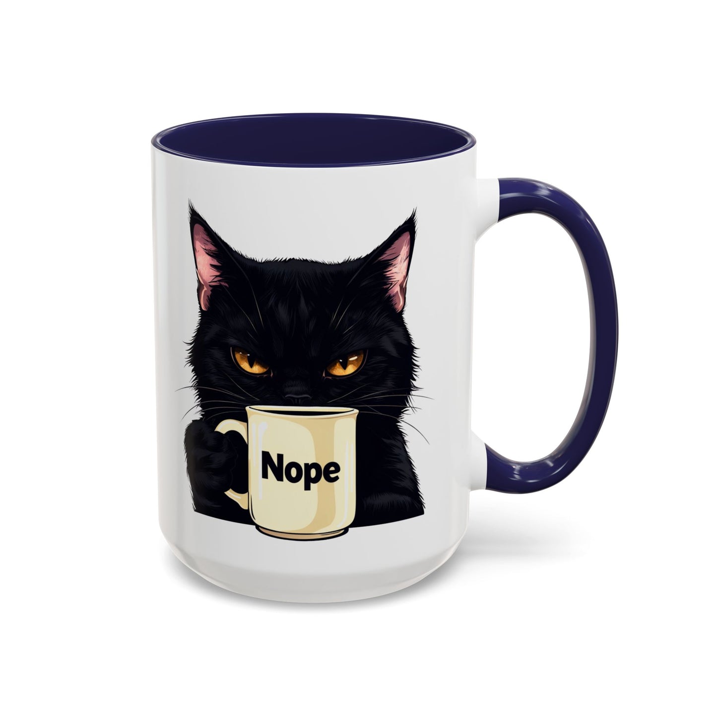 Accent Coffee Mug (11, 15oz) - Grumpy Black Cat