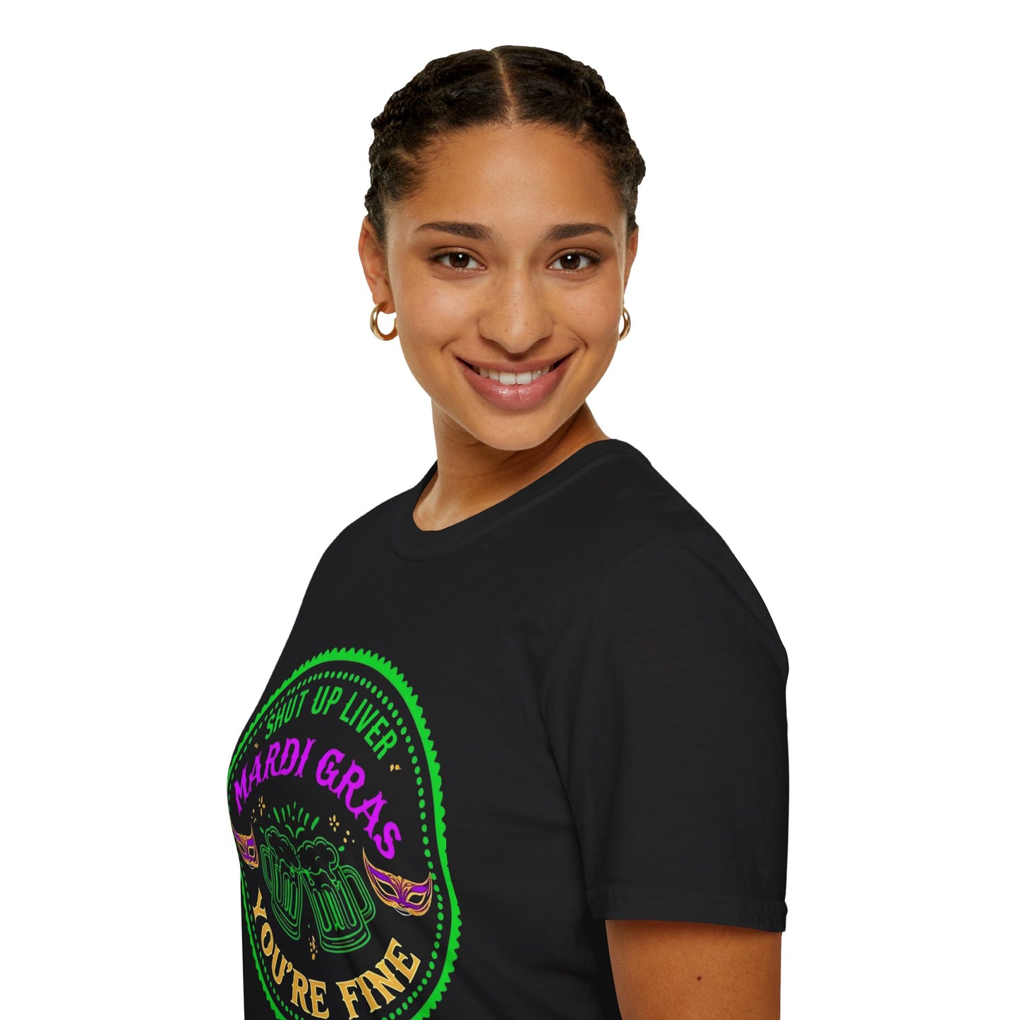 Mardi Gras Unisex T-Shirt - 'Shut Up Liver, You're Fine!' Party Tee